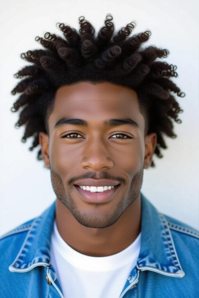 Mid Taper Fade: 35 Unique Styles for Men in 2025 Mid taper fade curly afro fade, afro curly hairstyle, cultural pride.