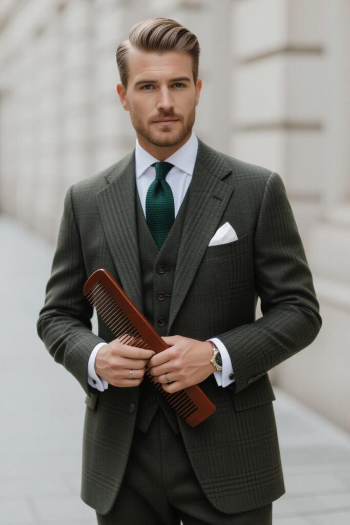 Mid Taper Fade: 35 Unique Styles for Men in 2025 Mid taper fade Ivy League twist, side-swept preppy hairstyle, smart look.