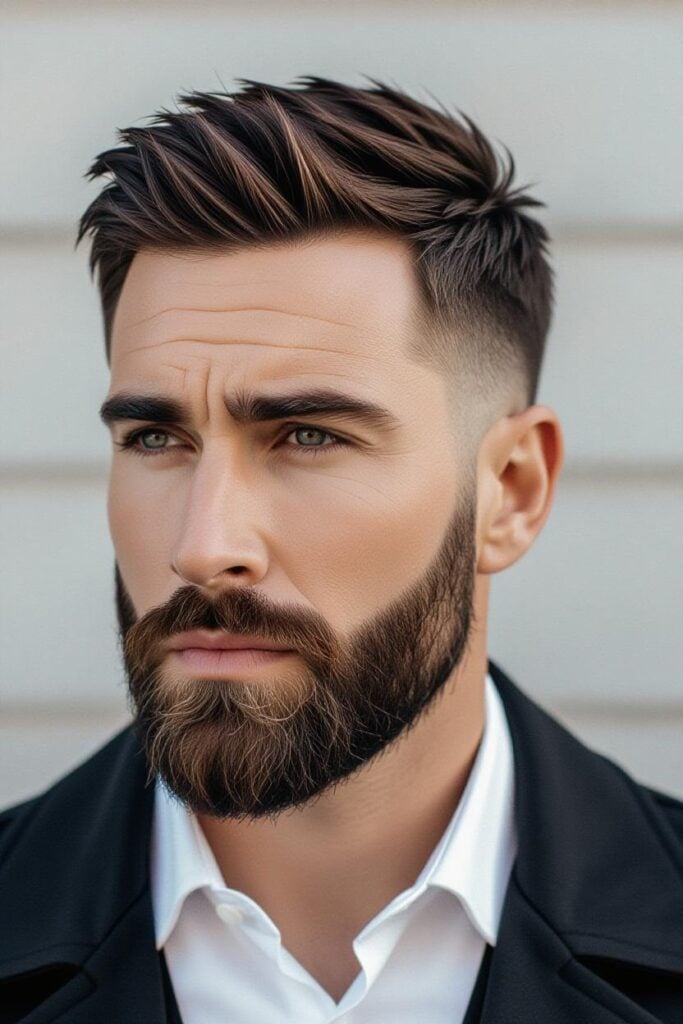 Mid Taper Fade: 35 Unique Styles for Men in 2025 Mid taper fade rugged crop, tough short hairstyle, masculine look