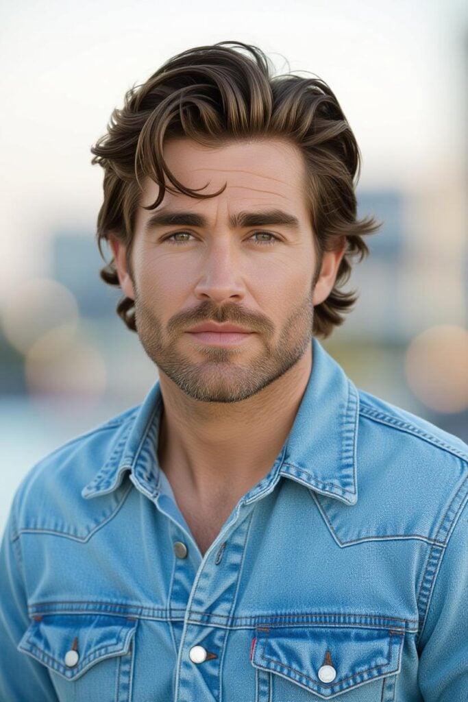 Mid Taper Fade: 35 Unique Styles for Men in 2025 Mid taper fade shaggy blend, shaggy laid-back hairstyle, relaxed vibe