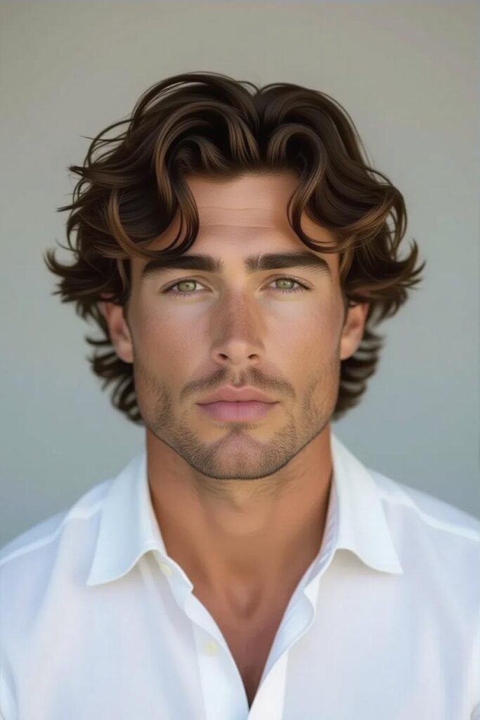 Mid Taper Fade: 35 Unique Styles for Men in 2025 Mid taper fade wavy fringe, wavy bold fringe hairstyle, playful look
