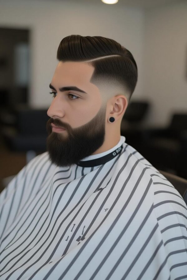 Shadow fade low taper fade, subtle shadow-effect hairstyle, professional look.