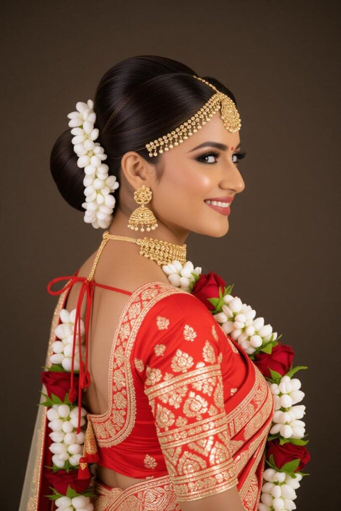 Bridal Hairstyles for Indian Weddings in 2025: Perfect Hair Styles on Lehenga, Saree & Gown Classic Wedding Day Juda