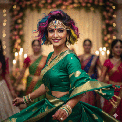 Bridal Hairstyles for Indian Weddings in 2025: Perfect Hair Styles on Lehenga, Saree & Gown Colourful Maang Tikka Pixie