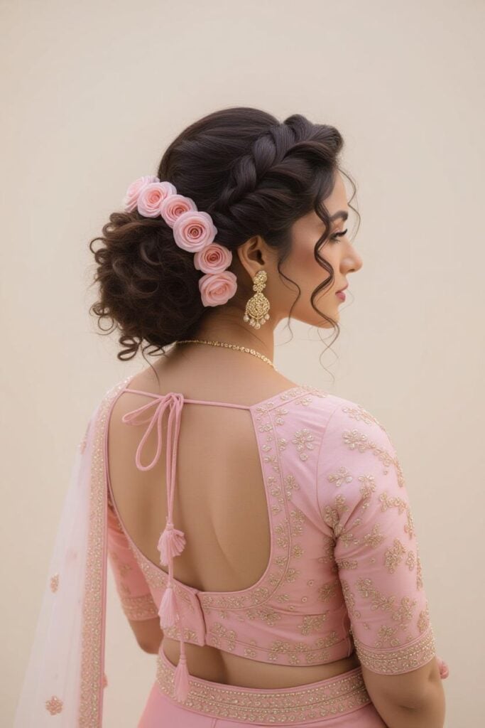 Bridal Hairstyles for Indian Weddings in 2025: Perfect Hair Styles on Lehenga, Saree & Gown Curly Rose Statement Juda