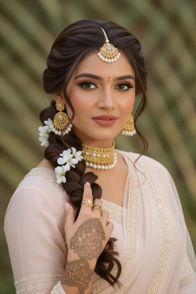 Bridal Hairstyles for Indian Weddings in 2025: Perfect Hair Styles on Lehenga, Saree & Gown Gajra-Laden Low Pony
