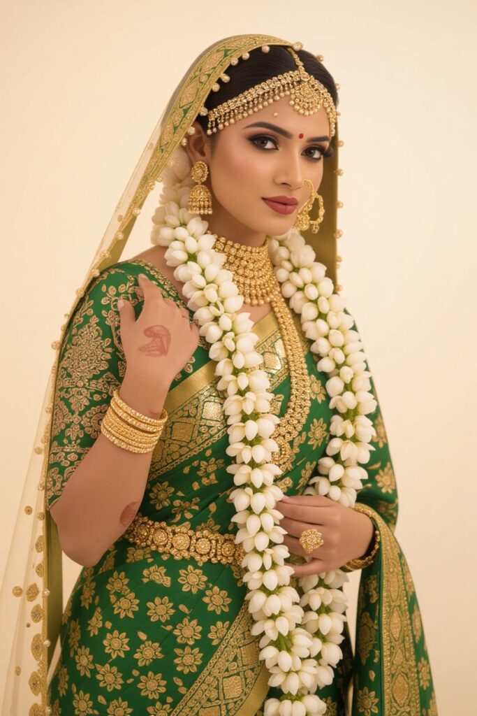 Bridal Hairstyles for Indian Weddings in 2025: Perfect Hair Styles on Lehenga, Saree & Gown Mogra Gajra Long Temple Choti