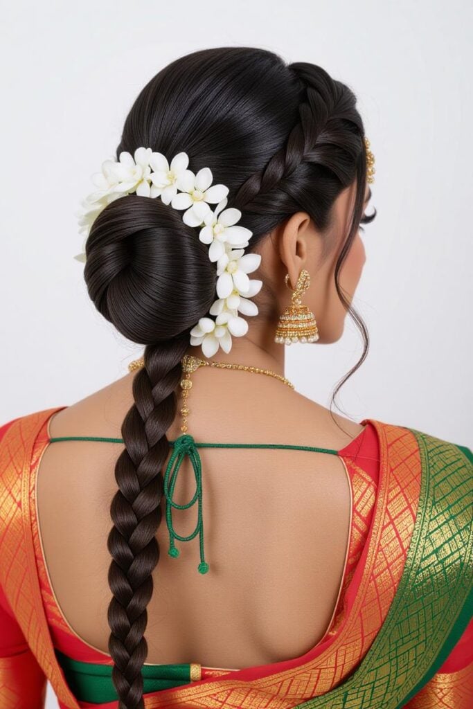 Bridal Hairstyles for Indian Weddings in 2025: Perfect Hair Styles on Lehenga, Saree & Gown Mogra Temple Gajra Juda