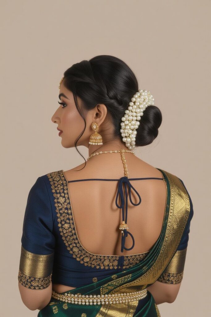 Bridal Hairstyles for Indian Weddings in 2025: Perfect Hair Styles on Lehenga, Saree & Gown Non-Floral Pearl Wonder Bun
