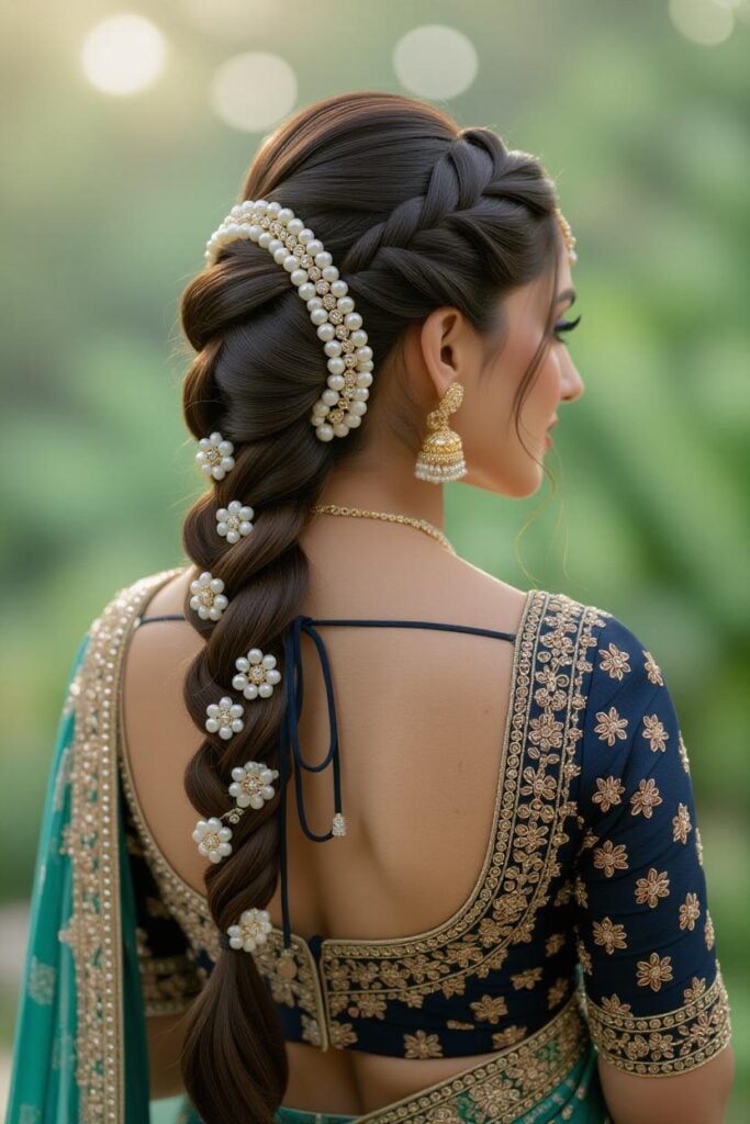 Bridal Hairstyles for Indian Weddings in 2025: Perfect Hair Styles on Lehenga, Saree & Gown Pearl Braid Choti
