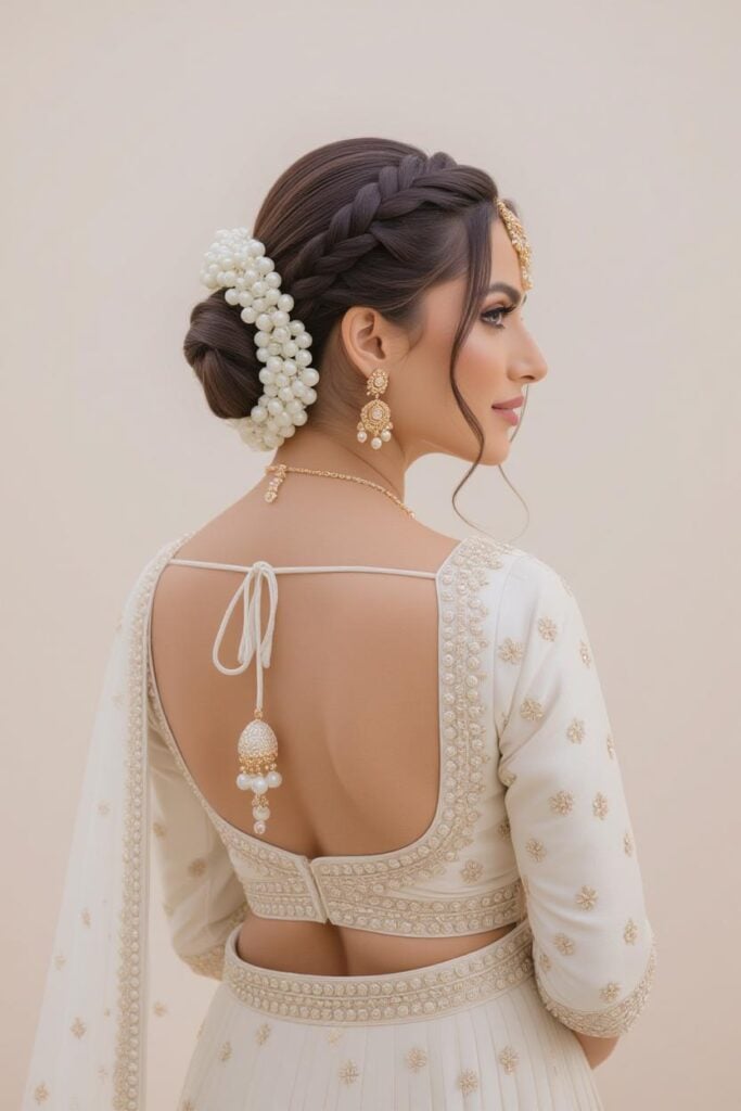 Bridal Hairstyles for Indian Weddings in 2025: Perfect Hair Styles on Lehenga, Saree & Gown Pearl Gajra Open Waves