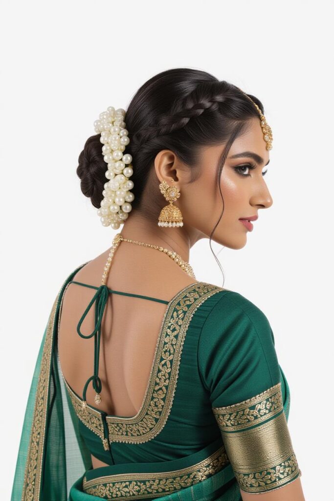 Bridal Hairstyles for Indian Weddings in 2025: Perfect Hair Styles on Lehenga, Saree & Gown Pearlcore Adorned Bun