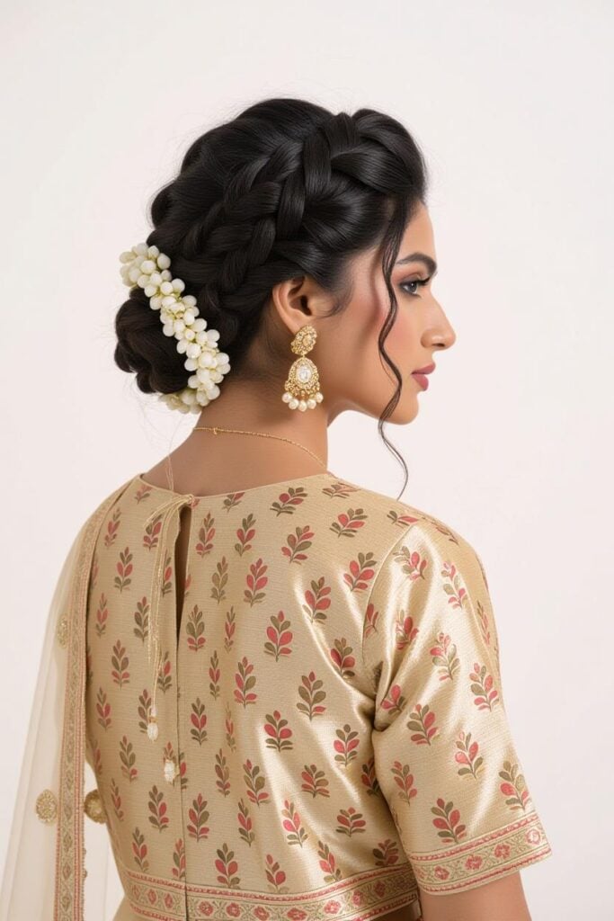 Bridal Hairstyles for Indian Weddings in 2025: Perfect Hair Styles on Lehenga, Saree & Gown Textured Crop with Gajra Knot