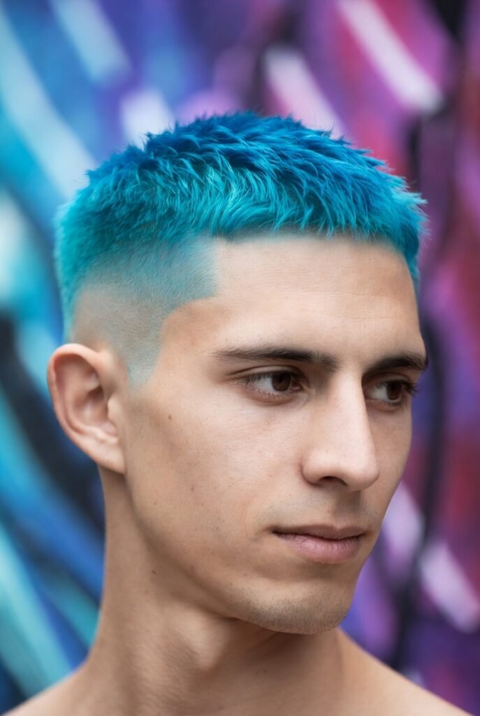 Colored buzz cut for men – vibrant dyes festival edgy