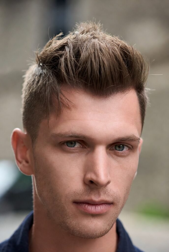 High-top crew cut for men – #5 volumed crown, diamond urban lift.