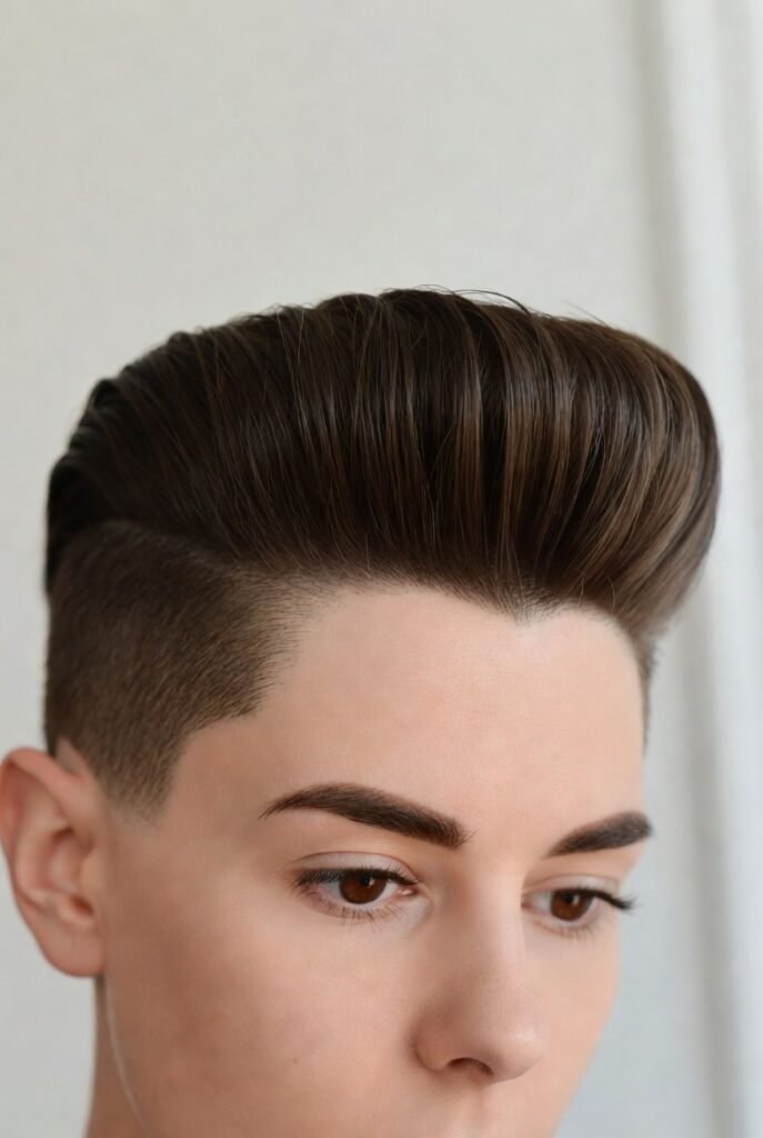 Hybrid pompadour buzz cut for men 2025 – quiff volume experimental play