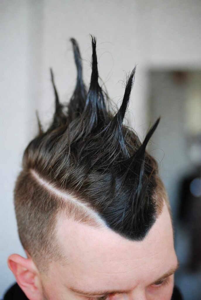 Mohawk crew cut for men 2025 – #4 spiked strip, square punk ridge.