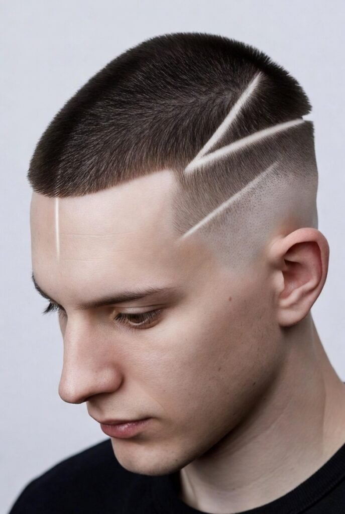 Razor line buzz cut for men – crisp designs customizable modern art