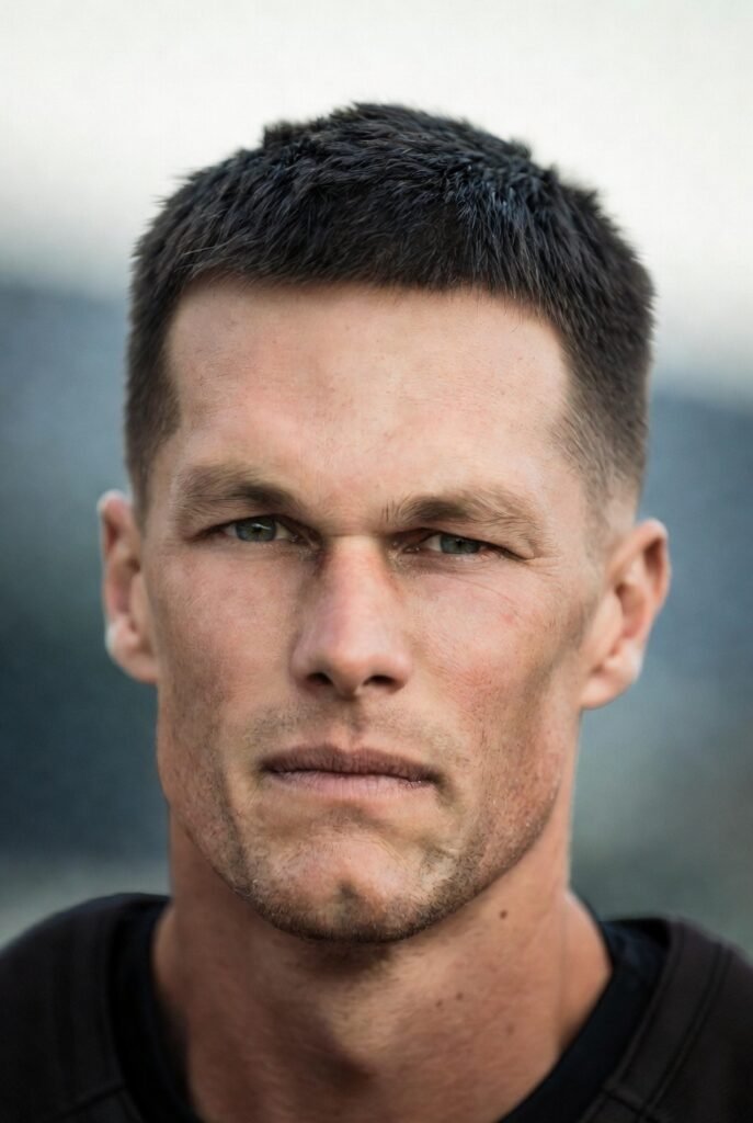 Classic regulation crew cut for men 2025 – #4 top #1 taper, athletic oval face style.