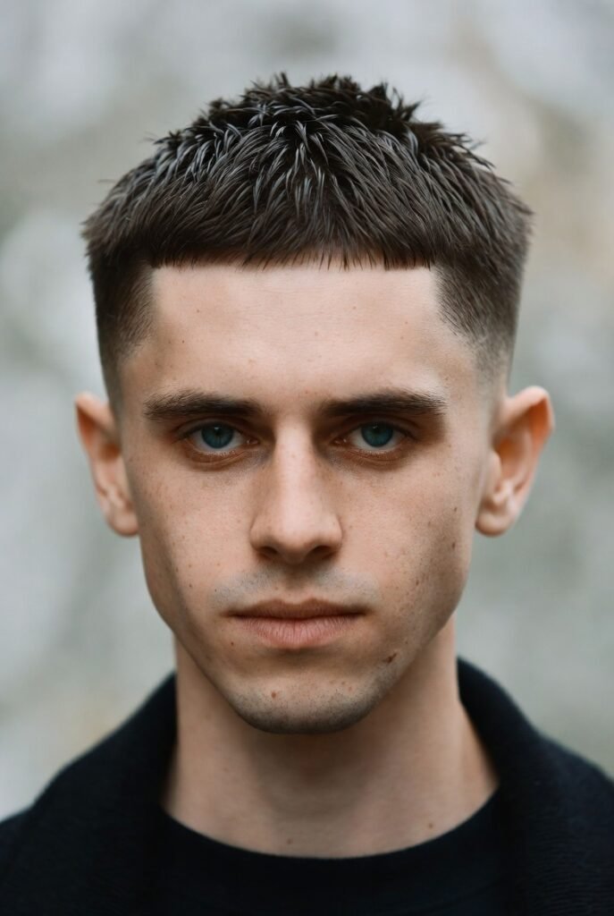 Textured buzz cut for men 2025 – scissor-top volume modern style