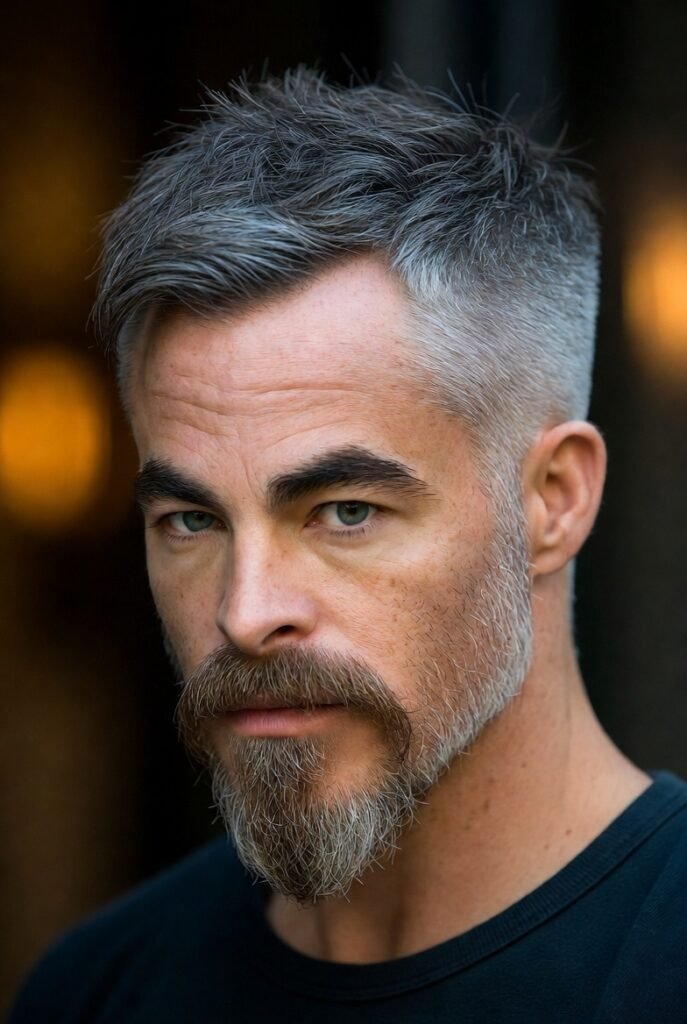 Undercut crew cut for men – #3 top skin sides, heart face drama.