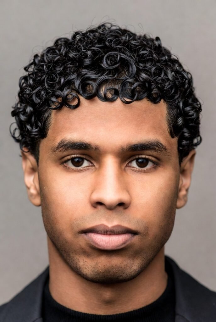 Wavy buzz adaptation for men – curly hair defined modern twist