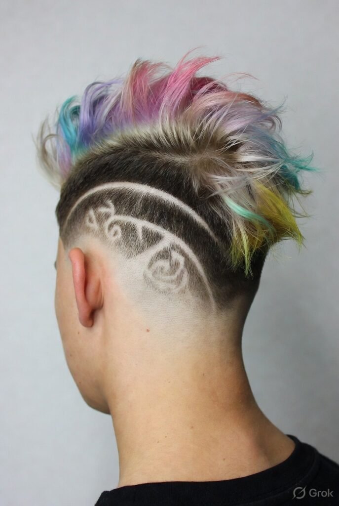 Burst Fade with Intricate Hair Art
