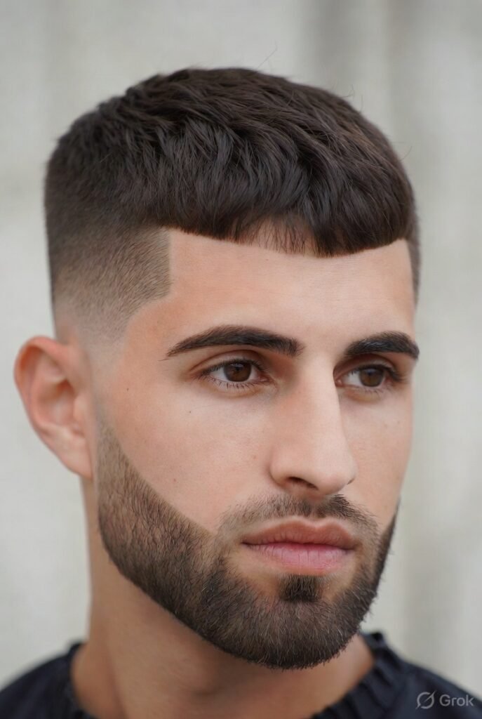 Burst Fade with Temple Fade & Beard