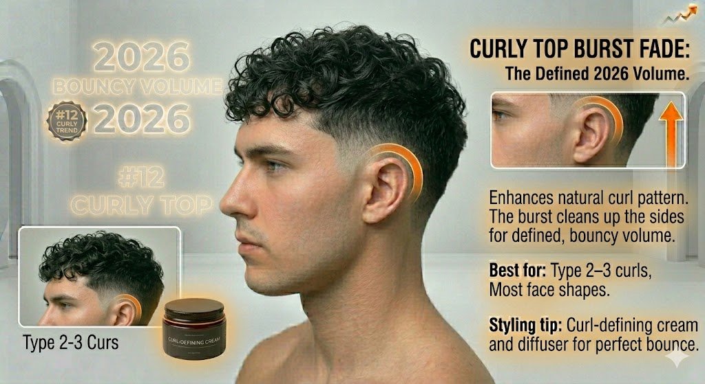 Curly Top Burst Fade