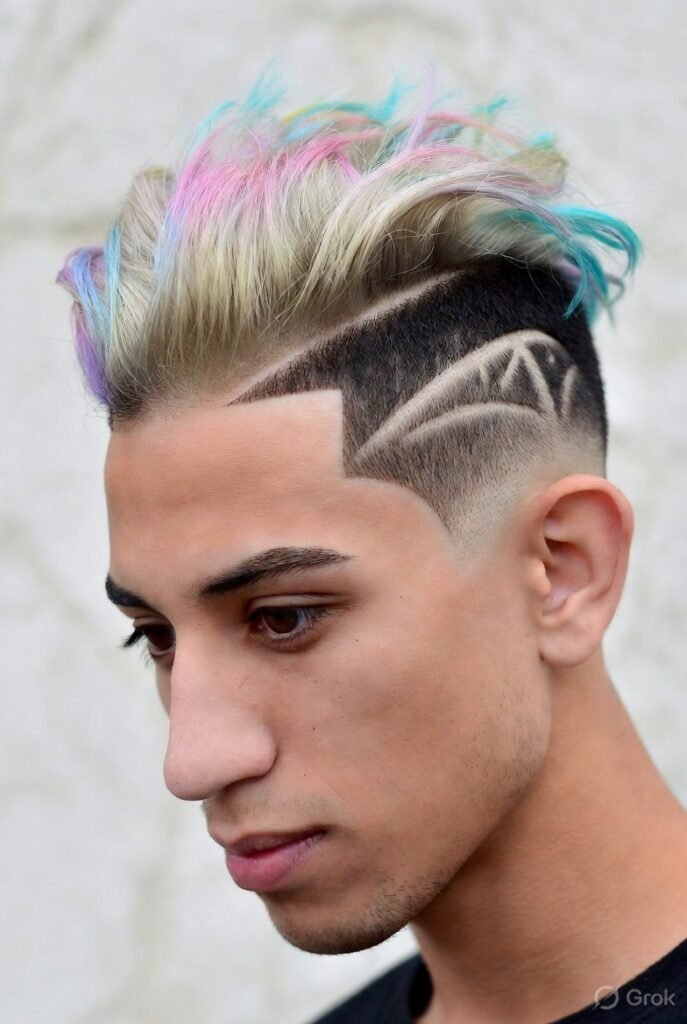 Drop Fade with Intricate Hair Art