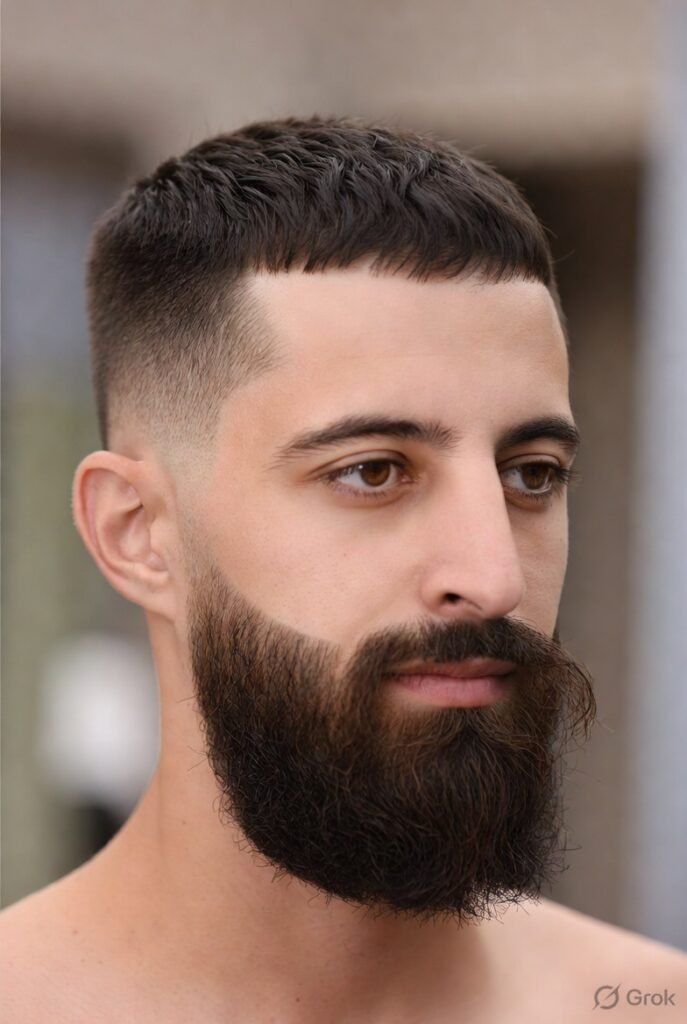 Low Drop Fade + Full Beard