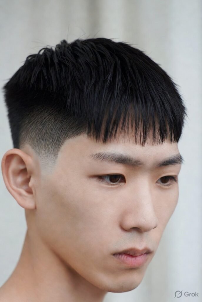 Straight Hair Bald Fade