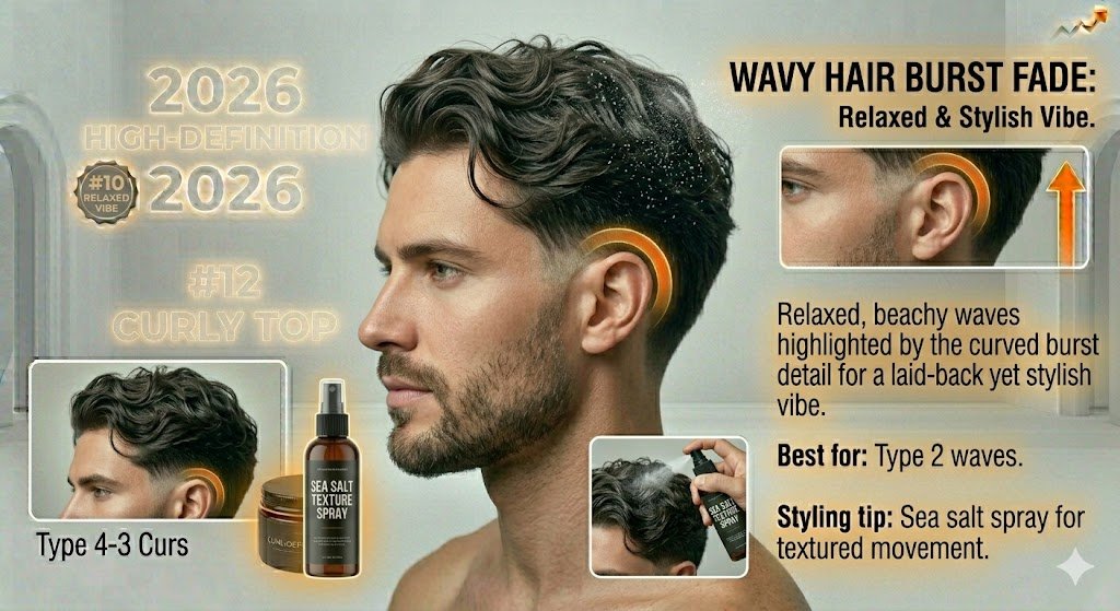 Wavy Hair Burst Fade