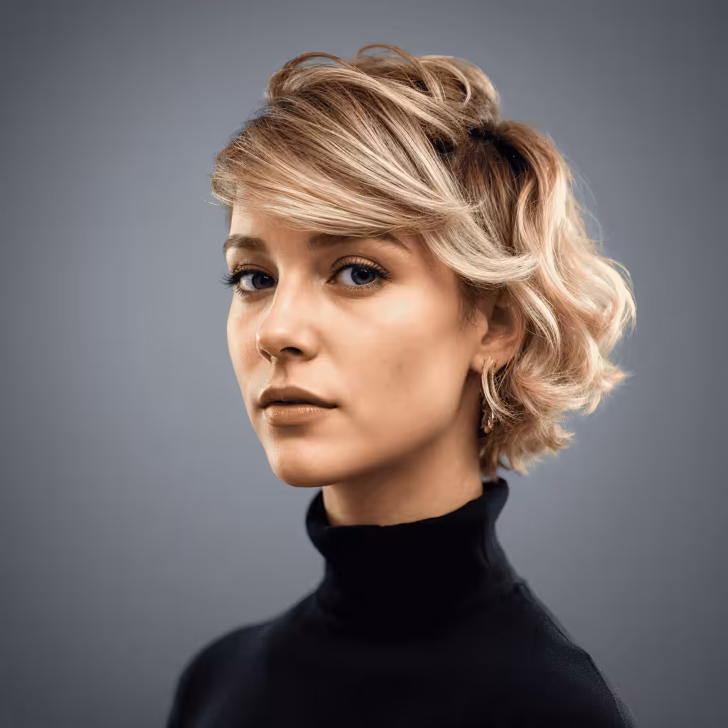 Asymmetrical Curly Crop Haircut